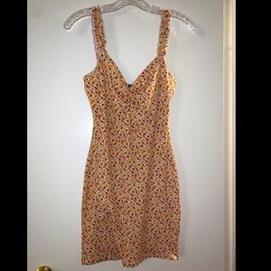 Yellow & orange flower mini dress